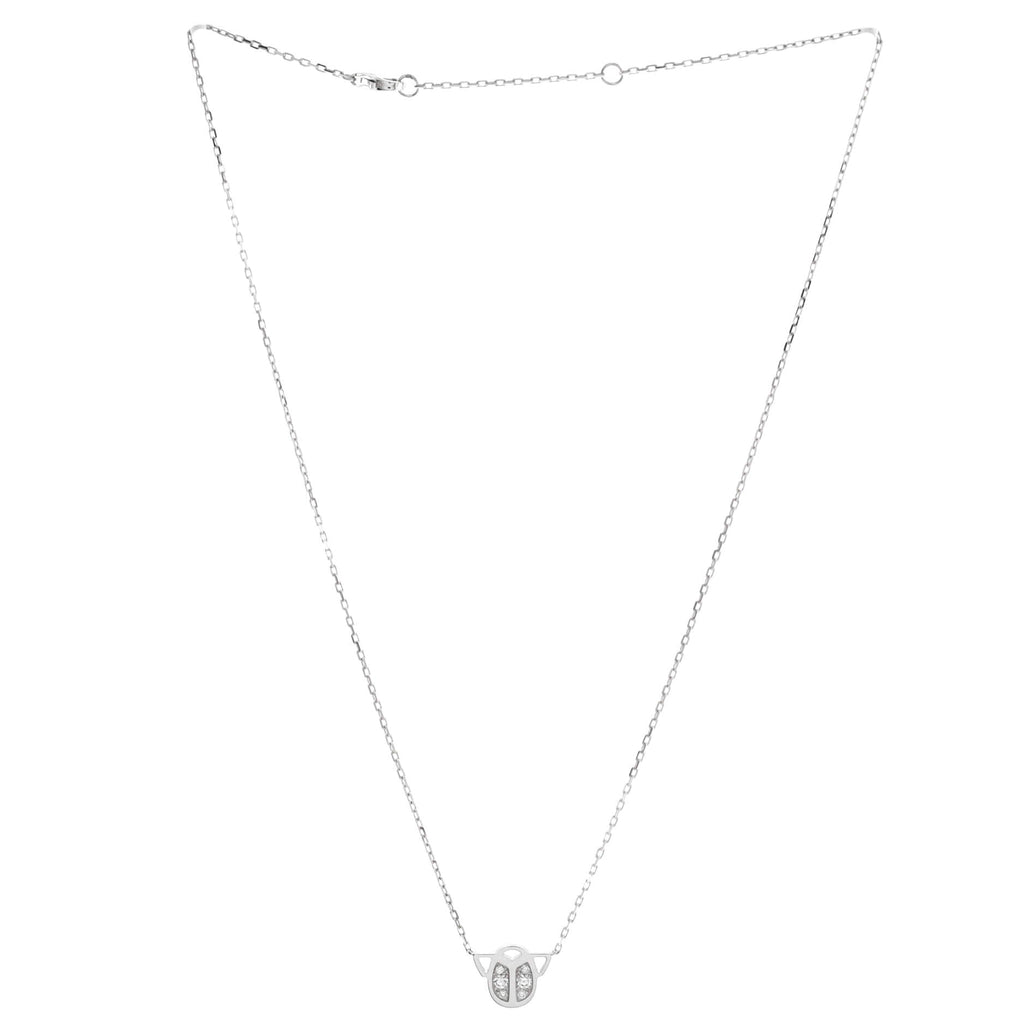 Scarab Pendant Necklace 18K White Gold with Diamonds