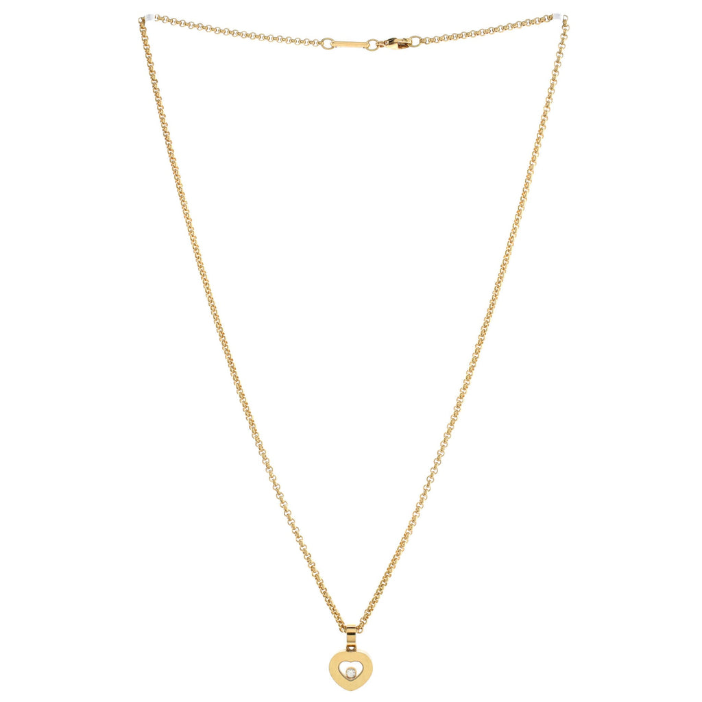Happy Diamonds Heart Pendant Necklace 18K Yellow Gold with 1 Floating Diamond