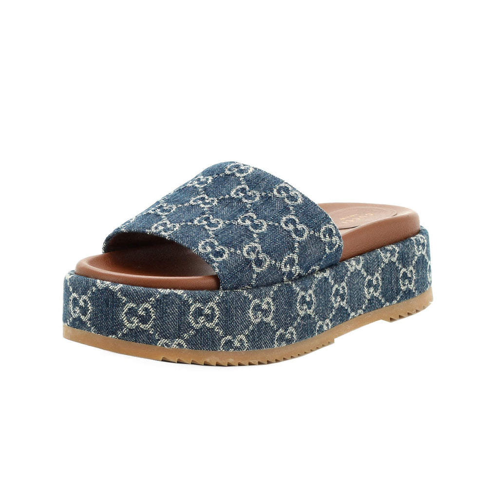 Women's Angelina Platform Slide Sandals GG Denim
