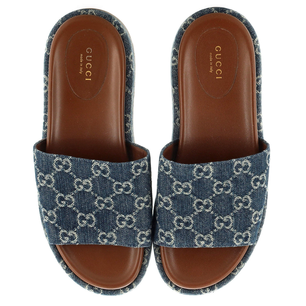 Women's Angelina Platform Slide Sandals GG Denim