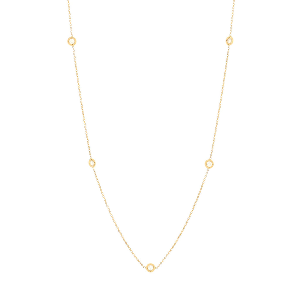 5 Diamond Stations Necklace 18K Yellow Gold and Diamonds