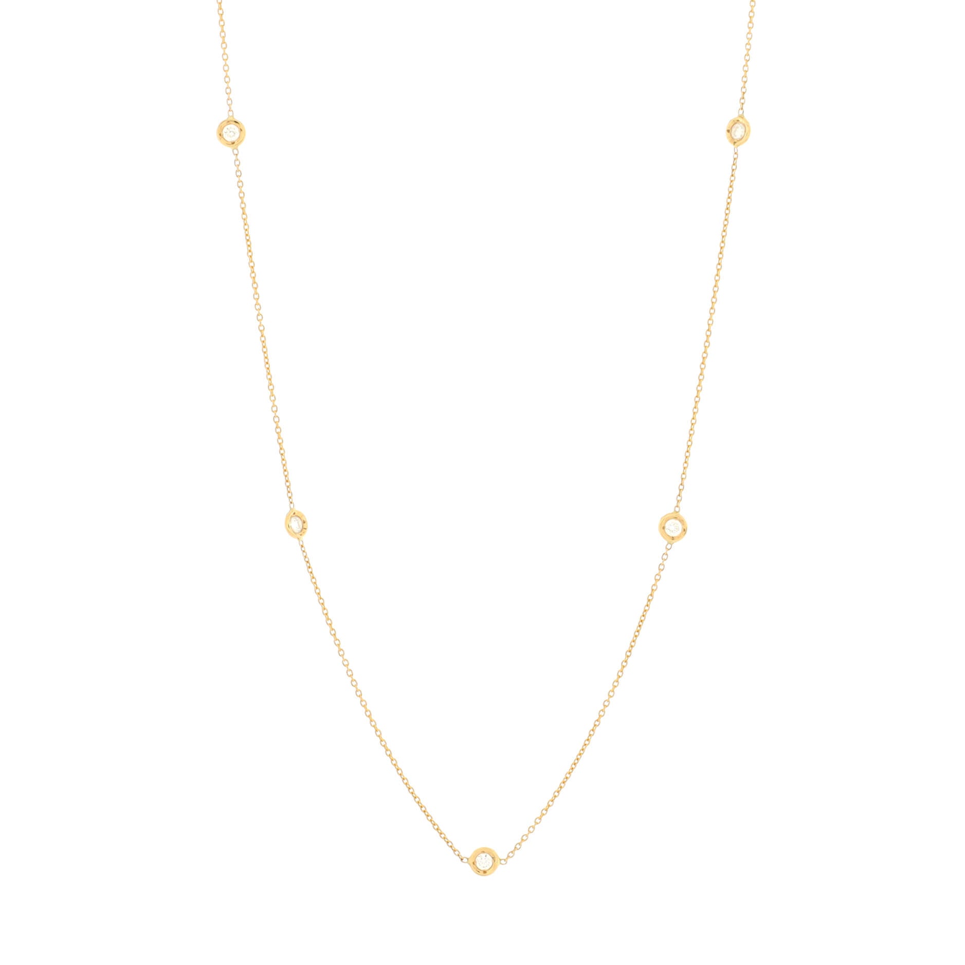 5 Diamond Stations Necklace 18K Yellow Gold and Diamonds
