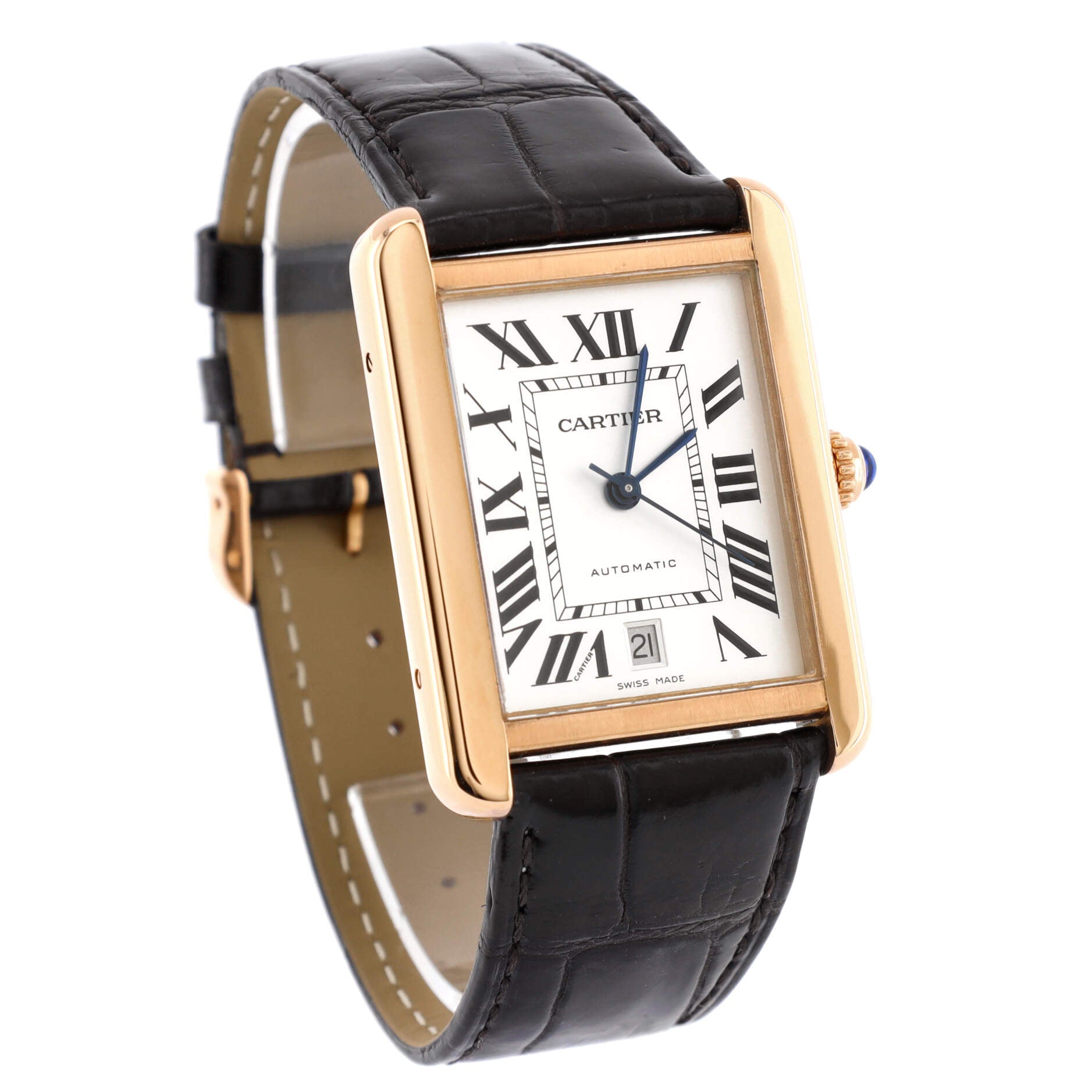Tank Solo Automatic Watch Rose Gold and Alligator 31