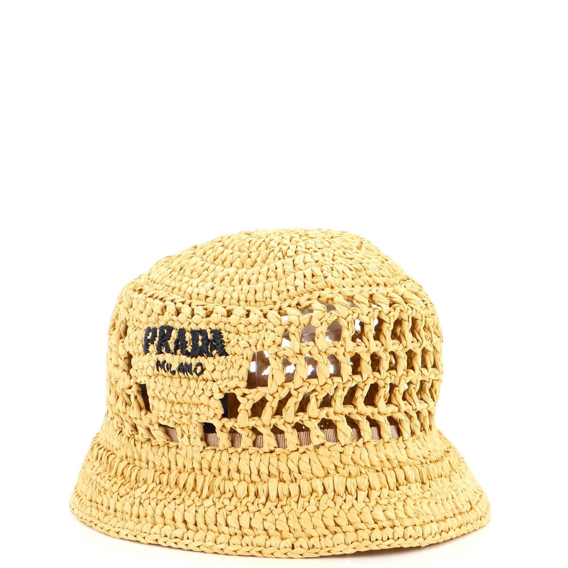 Triangle Logo Bucket Hat Woven Raffia