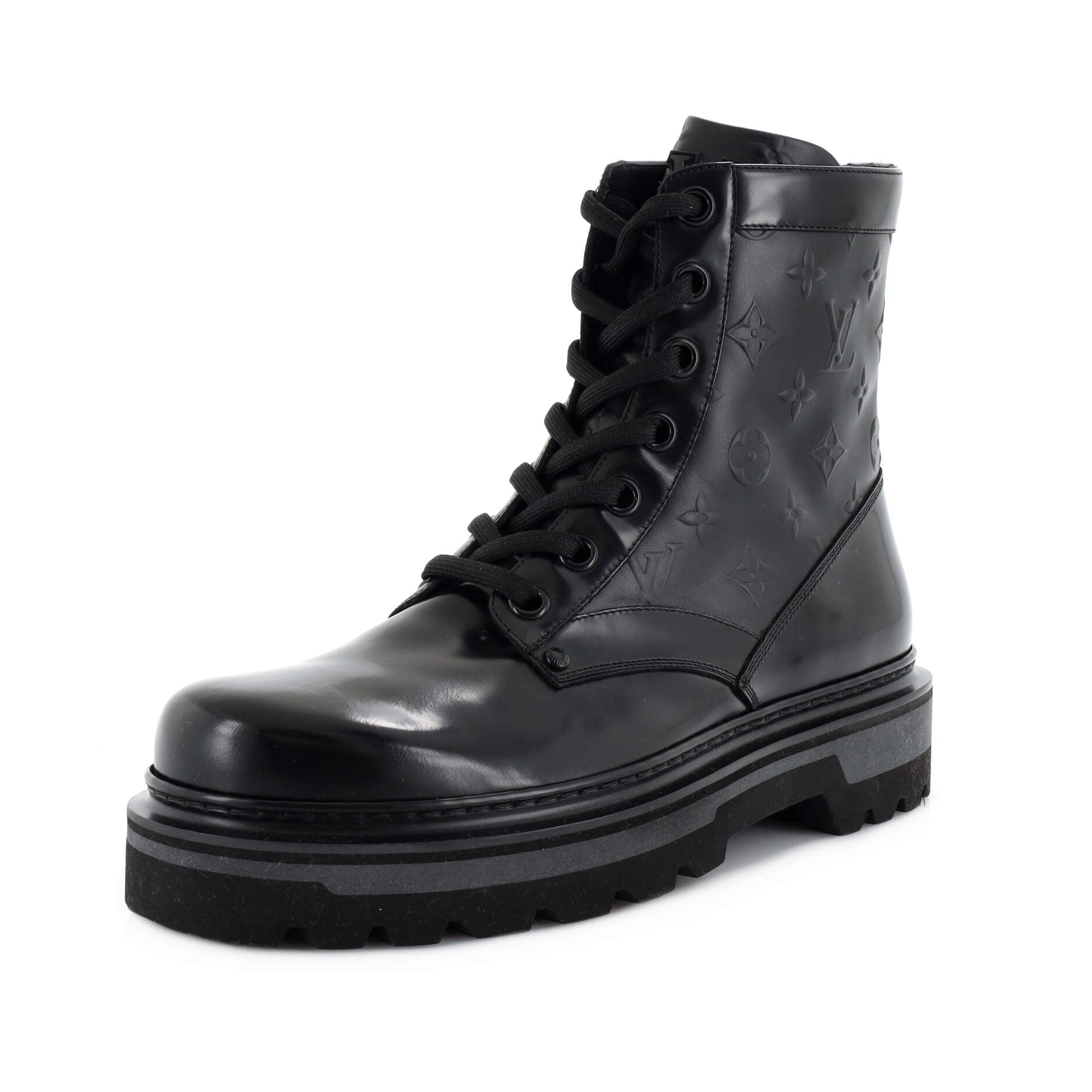 Men's Ranger Ankle Boots Monogram Embossed Leather