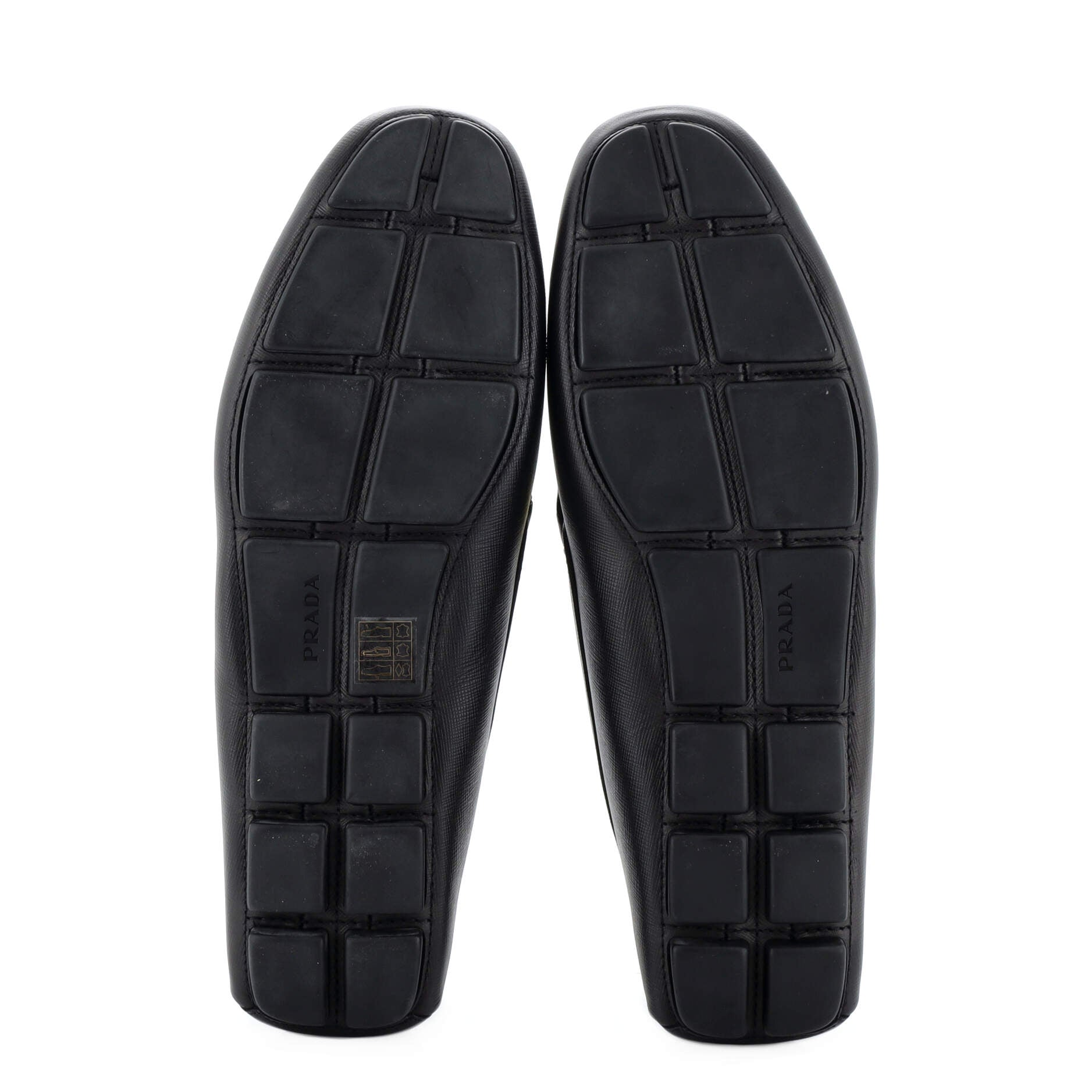 Men's Triangle Logo Driver Loafers Saffiano Leather