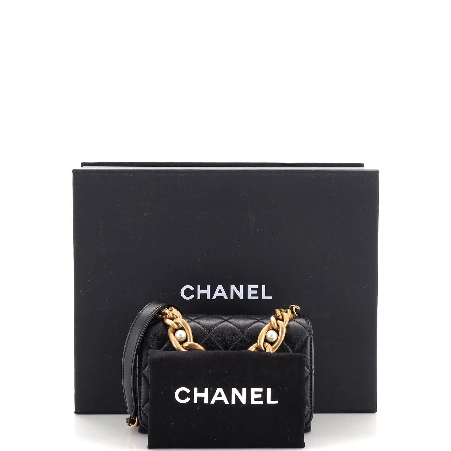 Pearl Boy Chain Flap Bag Quilted Calfskin Mini