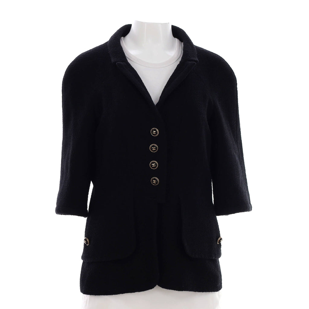 Women's Vintage Short Sleeve Two Pocket Button Up Jacket Tweed