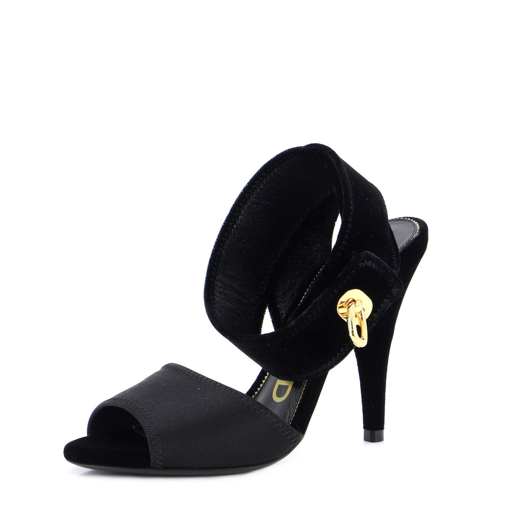 Women's Ankle Wrap Heeled Sandals Satin and Velvet