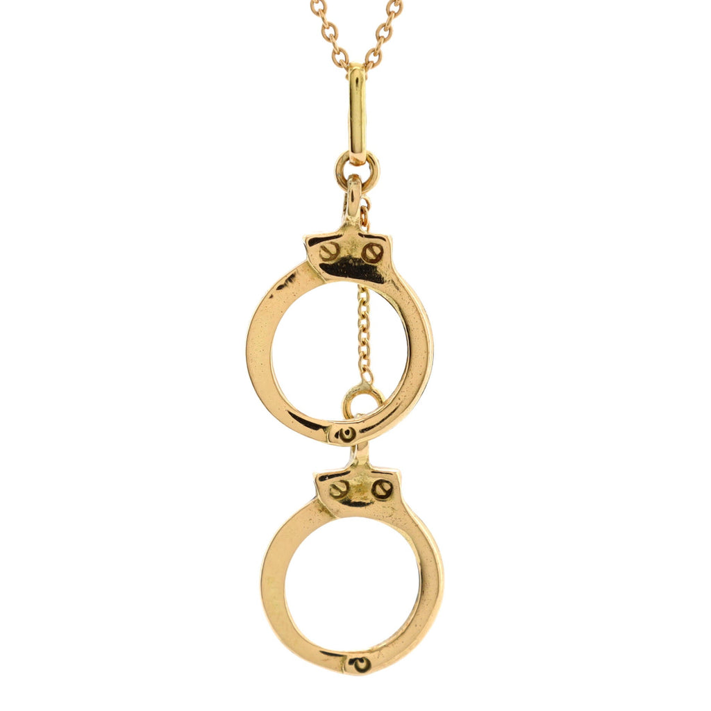 Handcuffs Pendant Necklace 18K Yellow Gold
