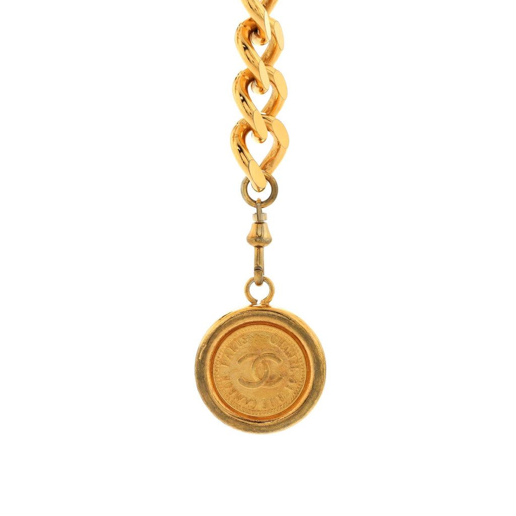 Vintage Medallion Logo Chain Belt Metal 90