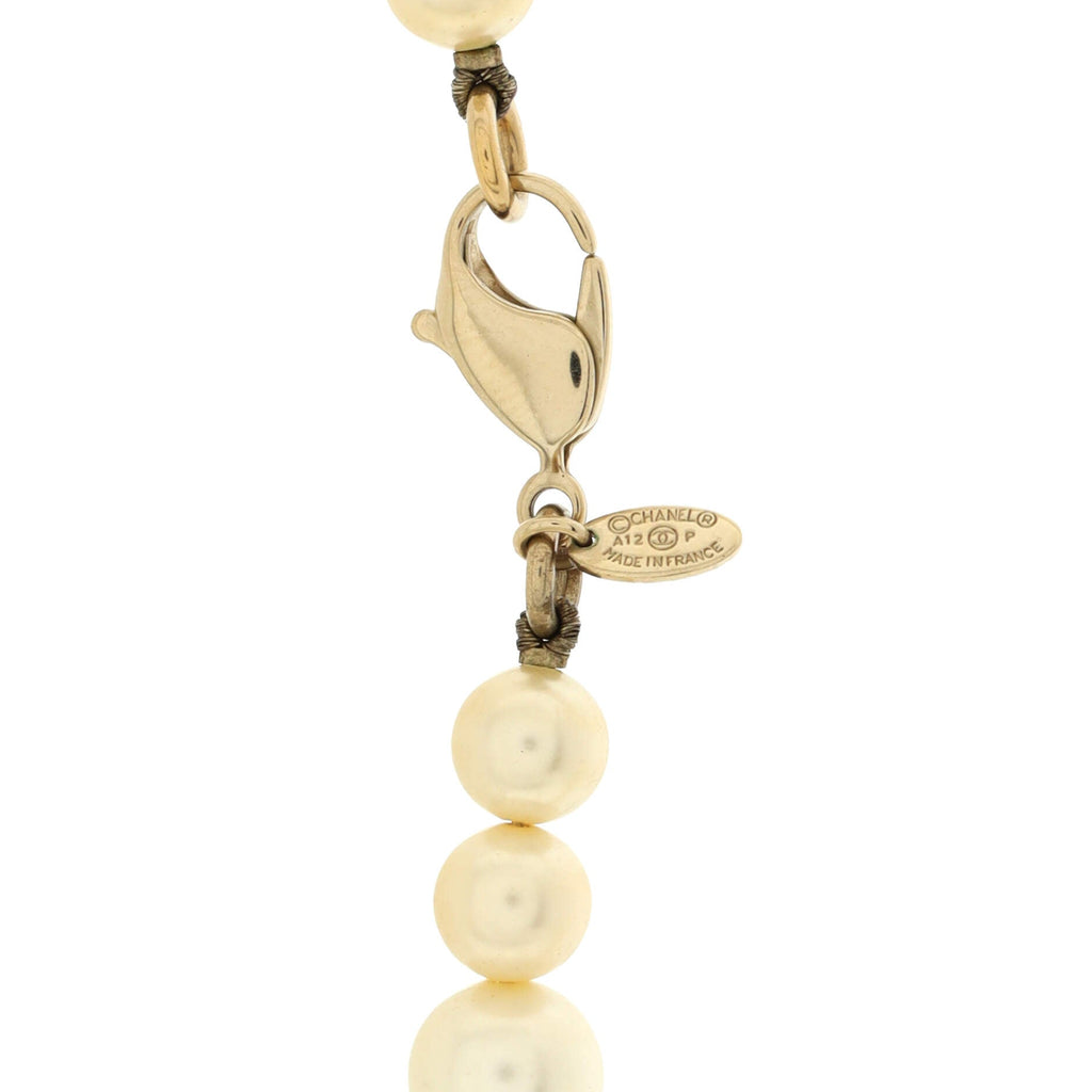 CC Station Long Necklace Metal with Faux Pearls and Crystals