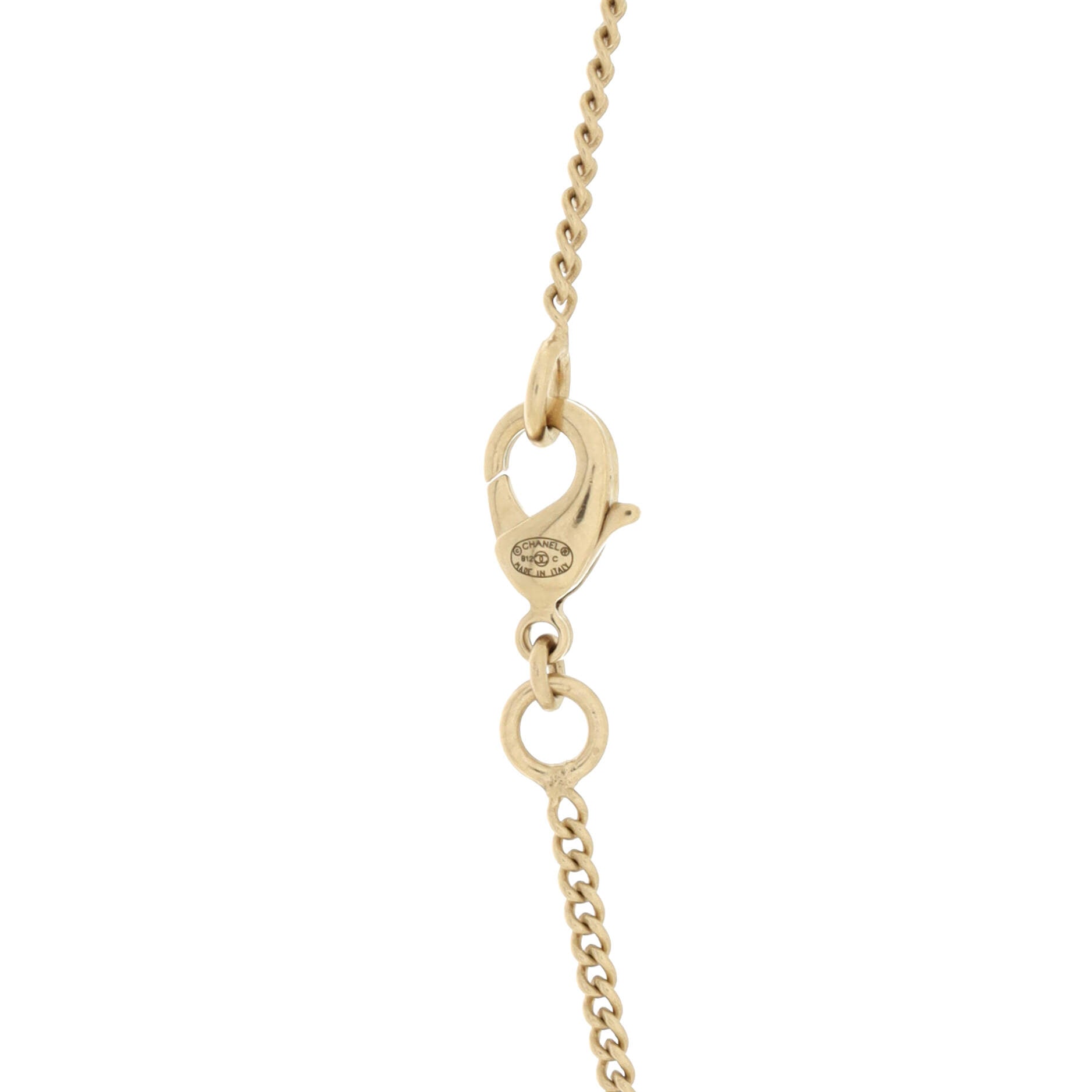 CC Drop Pendant Necklace Metal with Faux Pearl