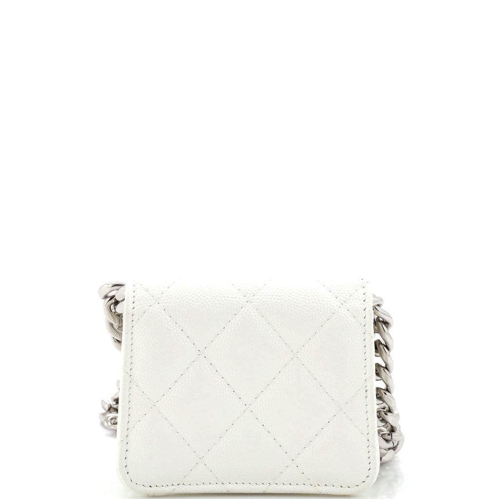Coco Enamel Strap Flap Clutch with Chain Quilted Caviar Mini