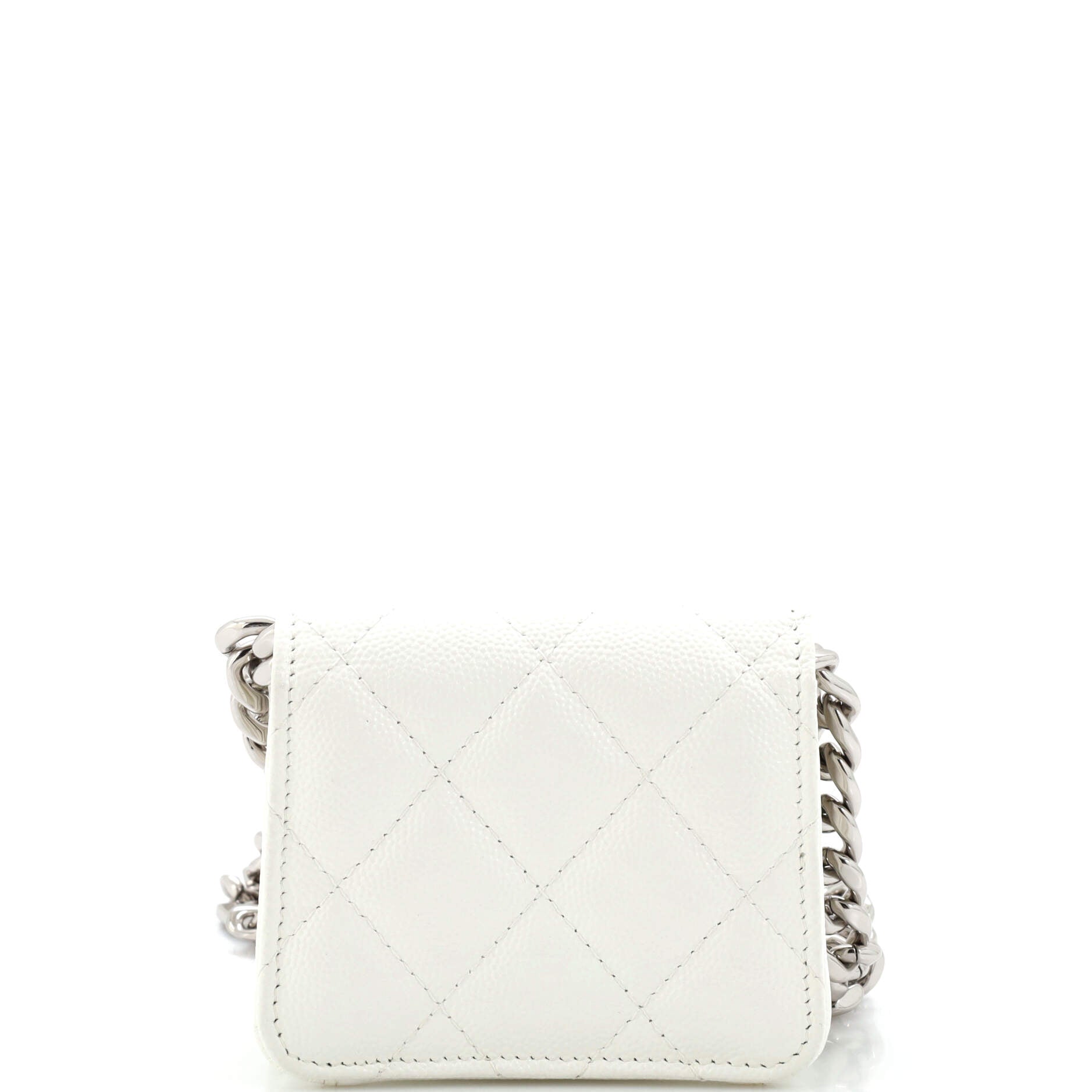 Coco Enamel Strap Flap Clutch with Chain Quilted Caviar Mini