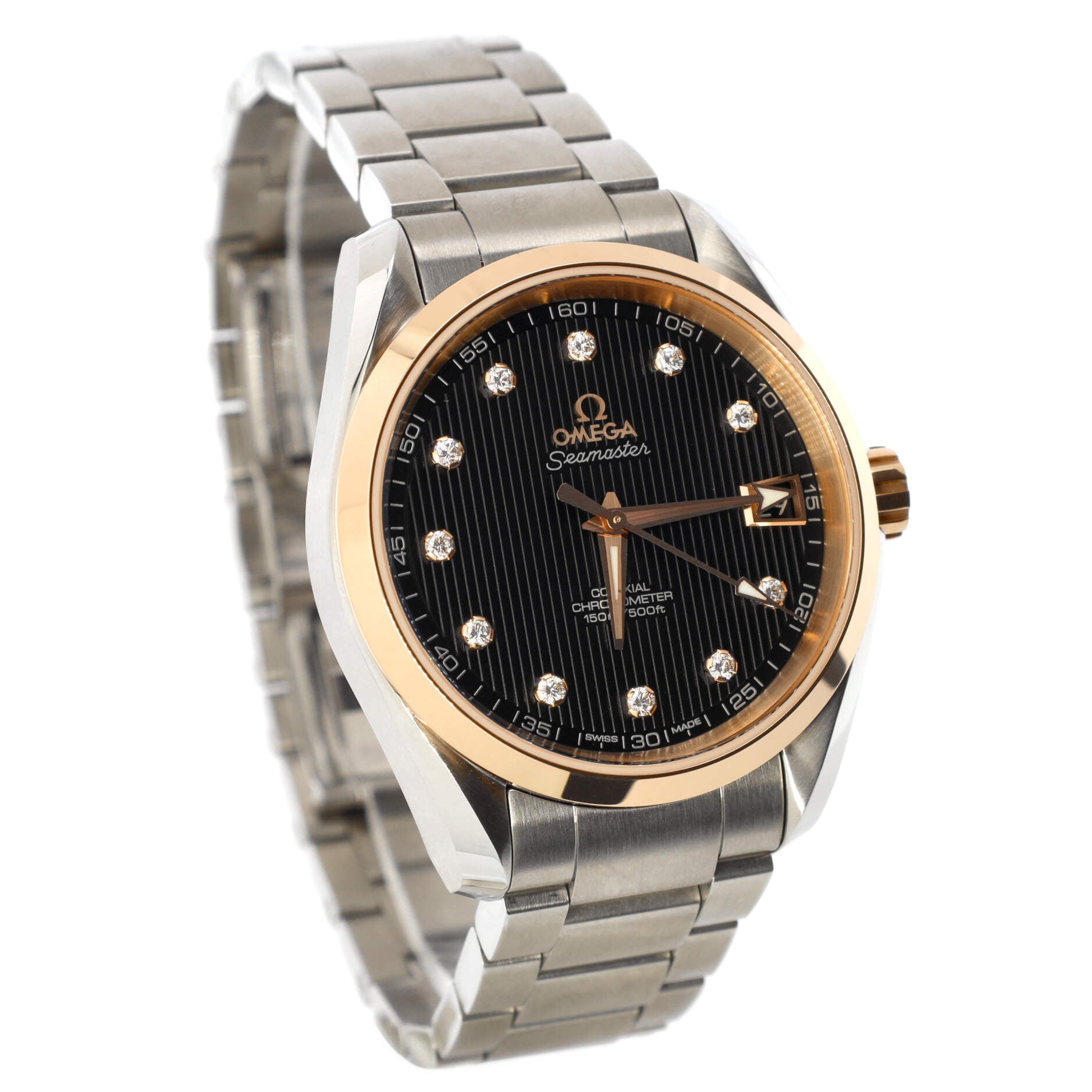 Seamaster Aqua Terra 150M Co-Axial Master Chronometer Automatic Watch Stainless Steel and Rose Gold with Diamond Markers 39