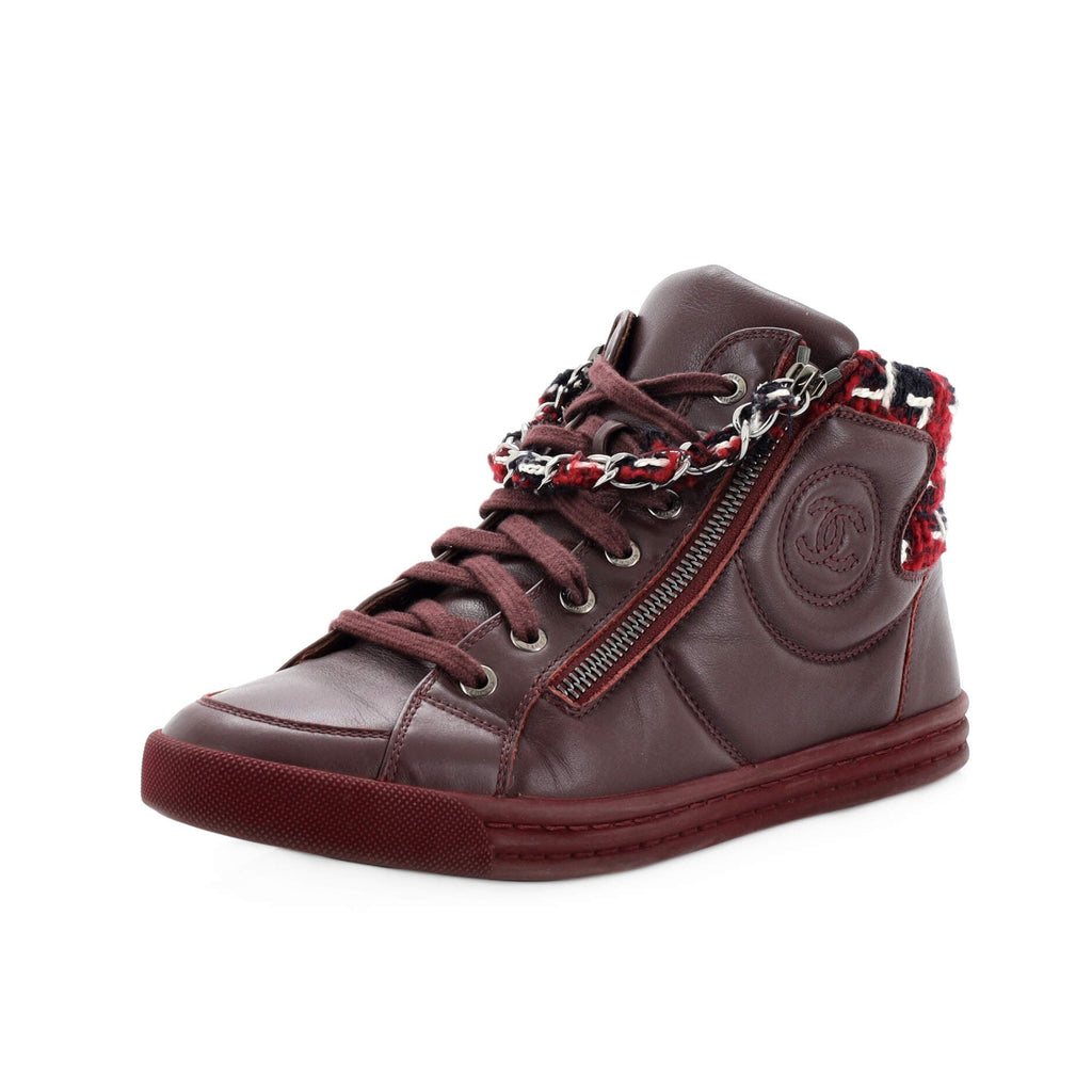 Women's CC Chain Link Sneakers Leather with Tweed