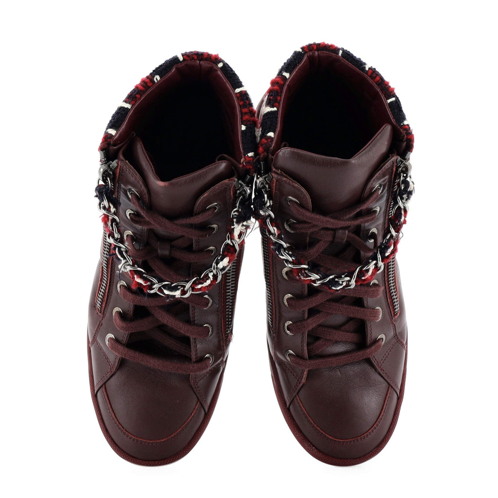 Women's CC Chain Link Sneakers Leather with Tweed