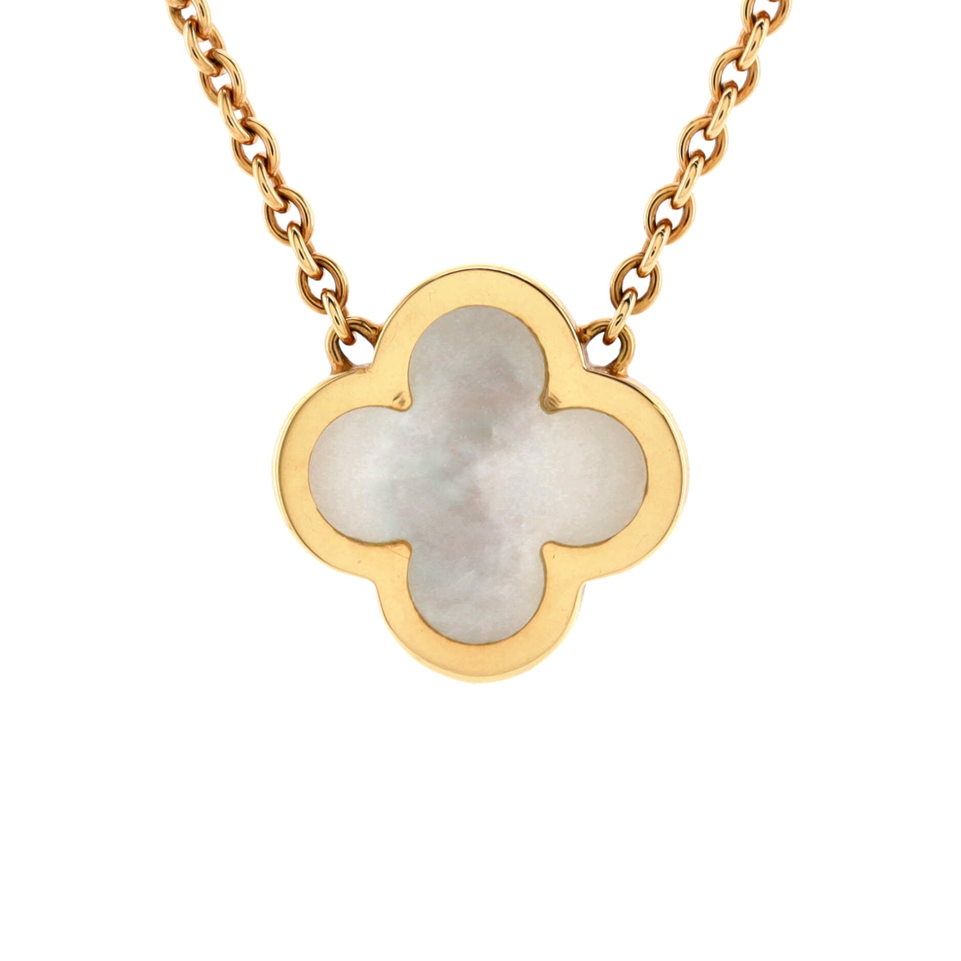 Pure Alhambra Pendant Necklace 18K Yellow Gold and Mother of Pearl