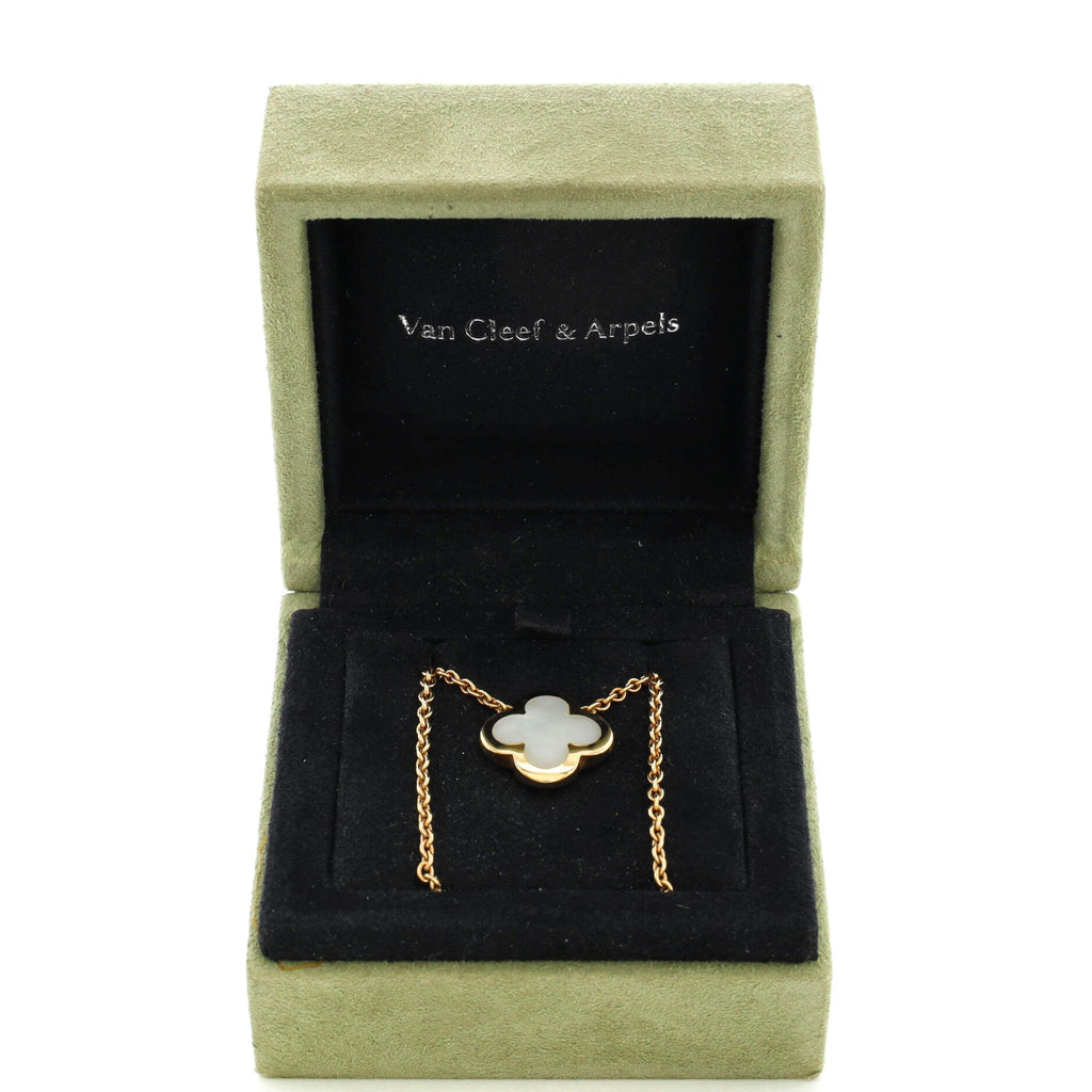 Pure Alhambra Pendant Necklace 18K Yellow Gold and Mother of Pearl