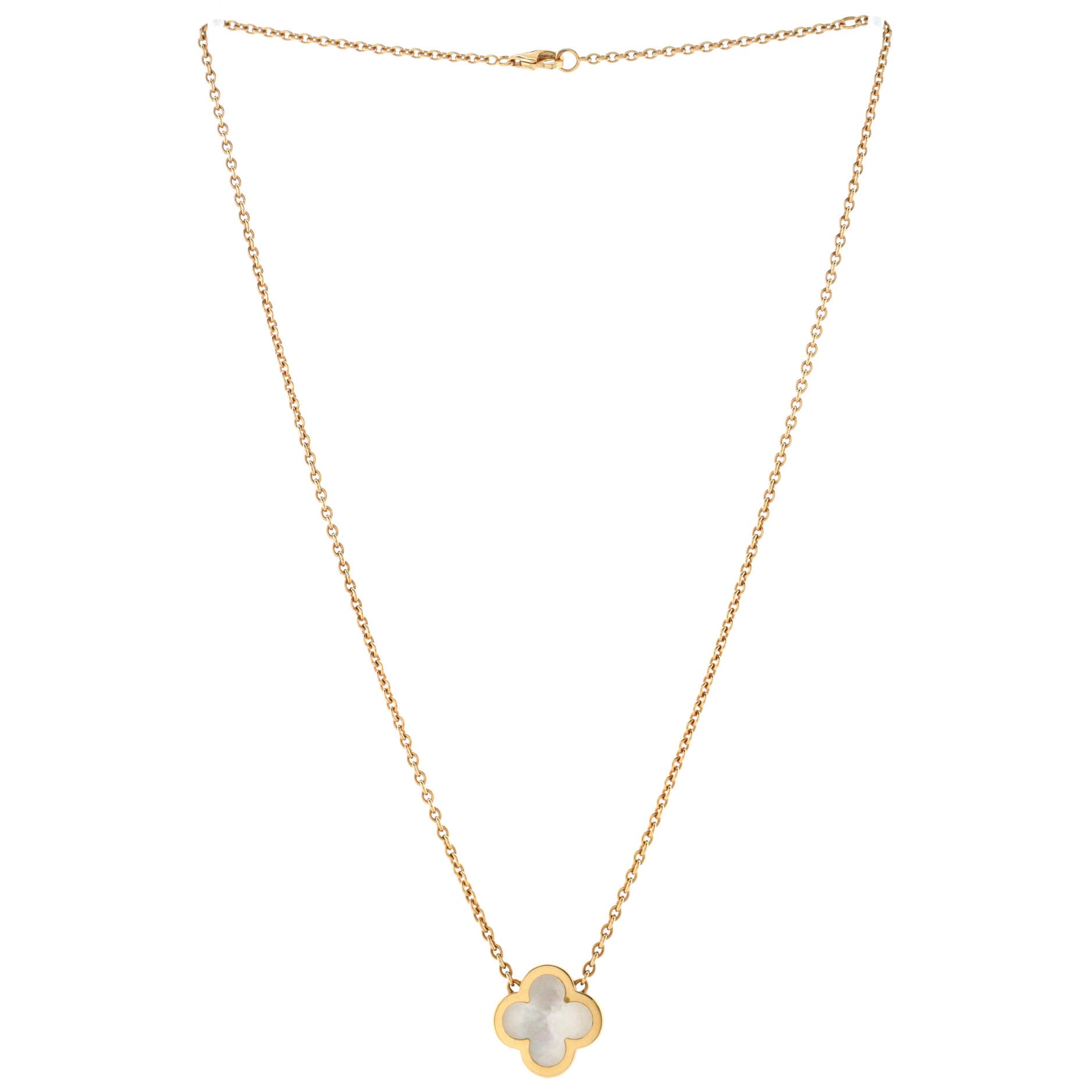 Pure Alhambra Pendant Necklace 18K Yellow Gold and Mother of Pearl