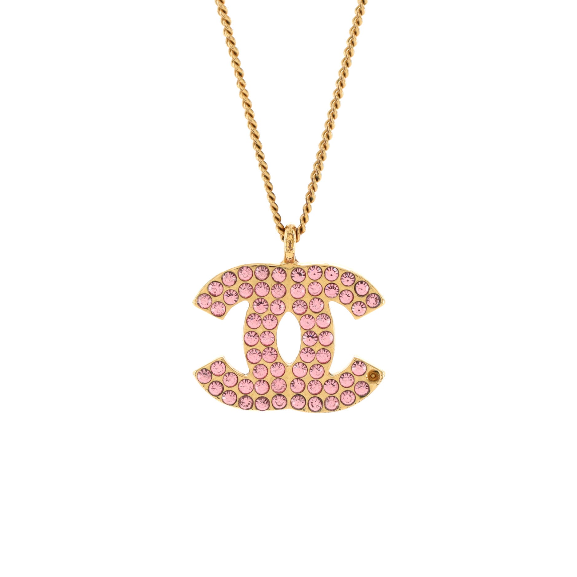CC Pendant Necklace Metal with Crystals