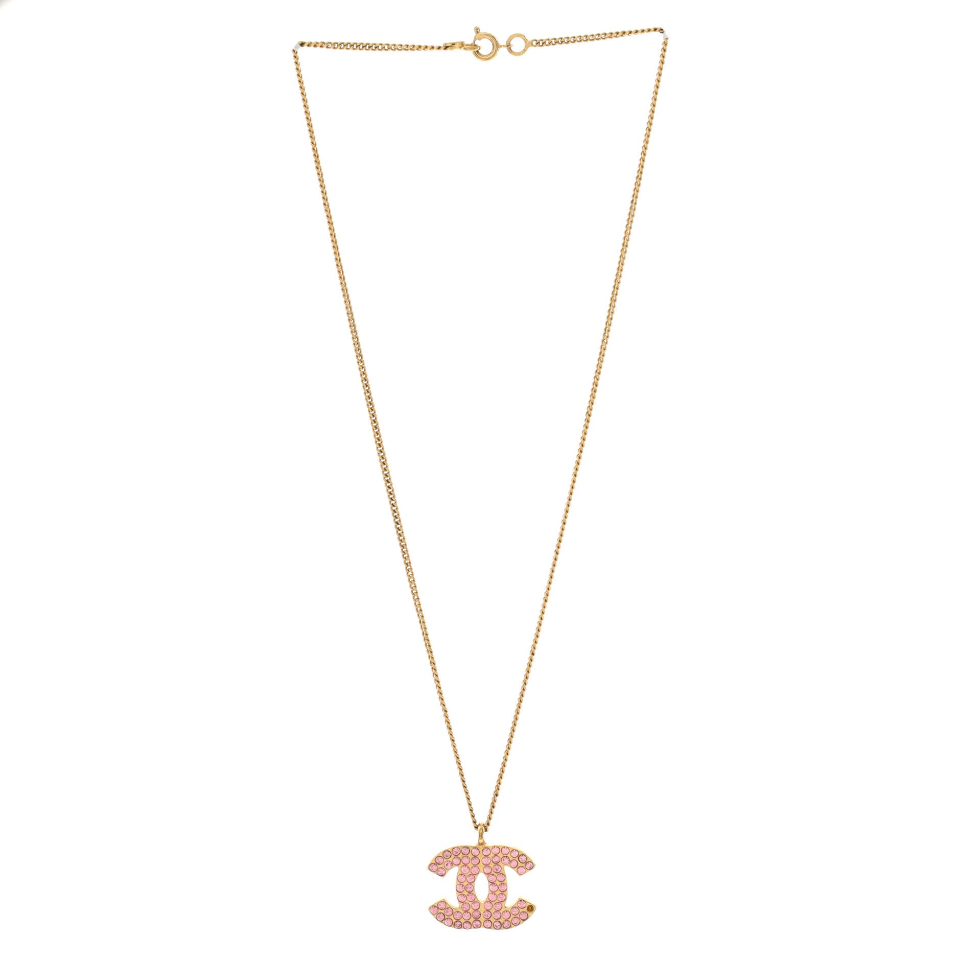 CC Pendant Necklace Metal with Crystals