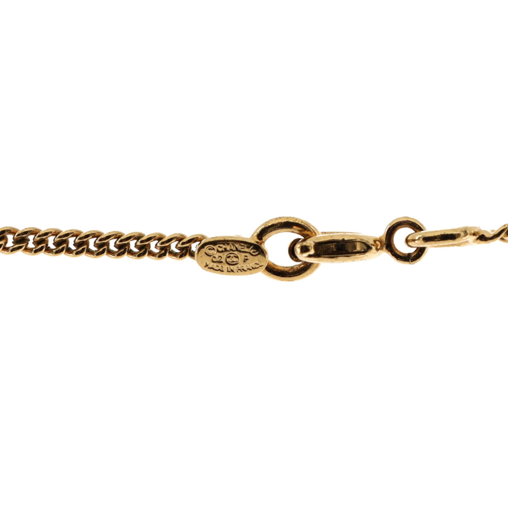 CC Pendant Necklace Metal with Crystals