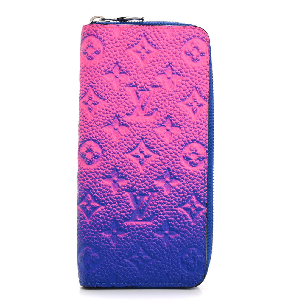 Taurillon Illusion Zippy Vertical Wallet Bleu Rose
