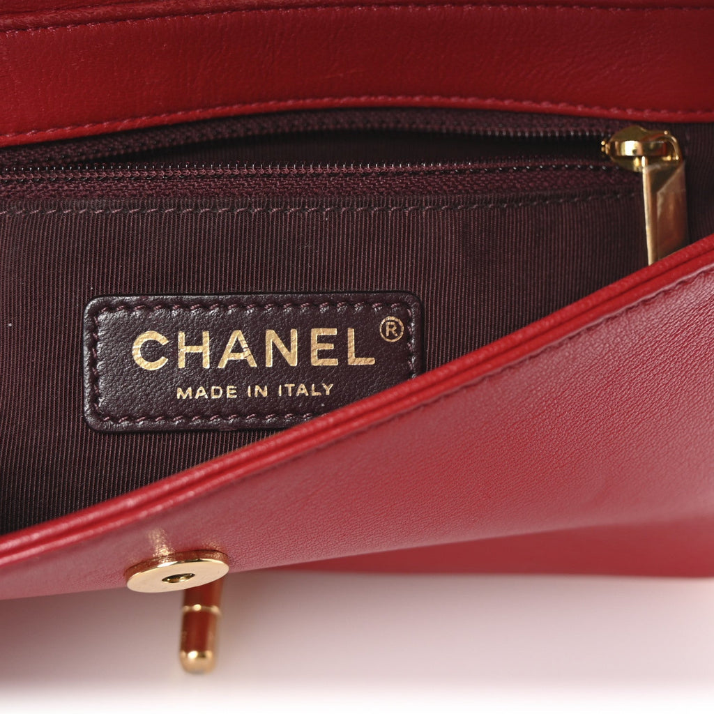 Sheepskin Quilted Medium Vintage Mademoiselle Flap Red