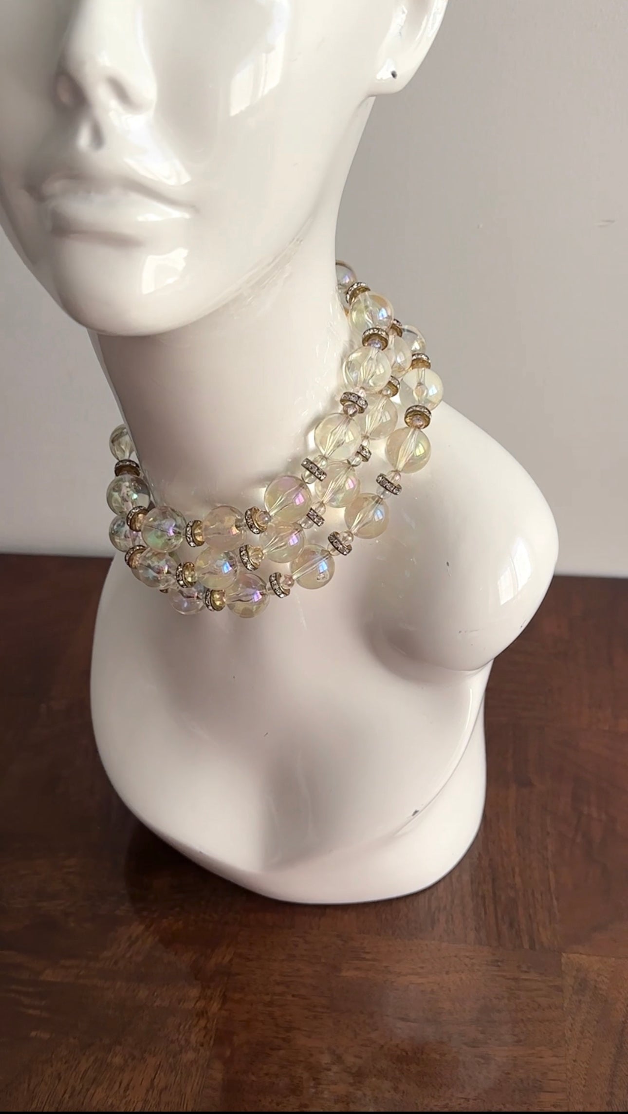 Chanel Vintage Early 1990's Triple Strand Acrylic Bead Necklace