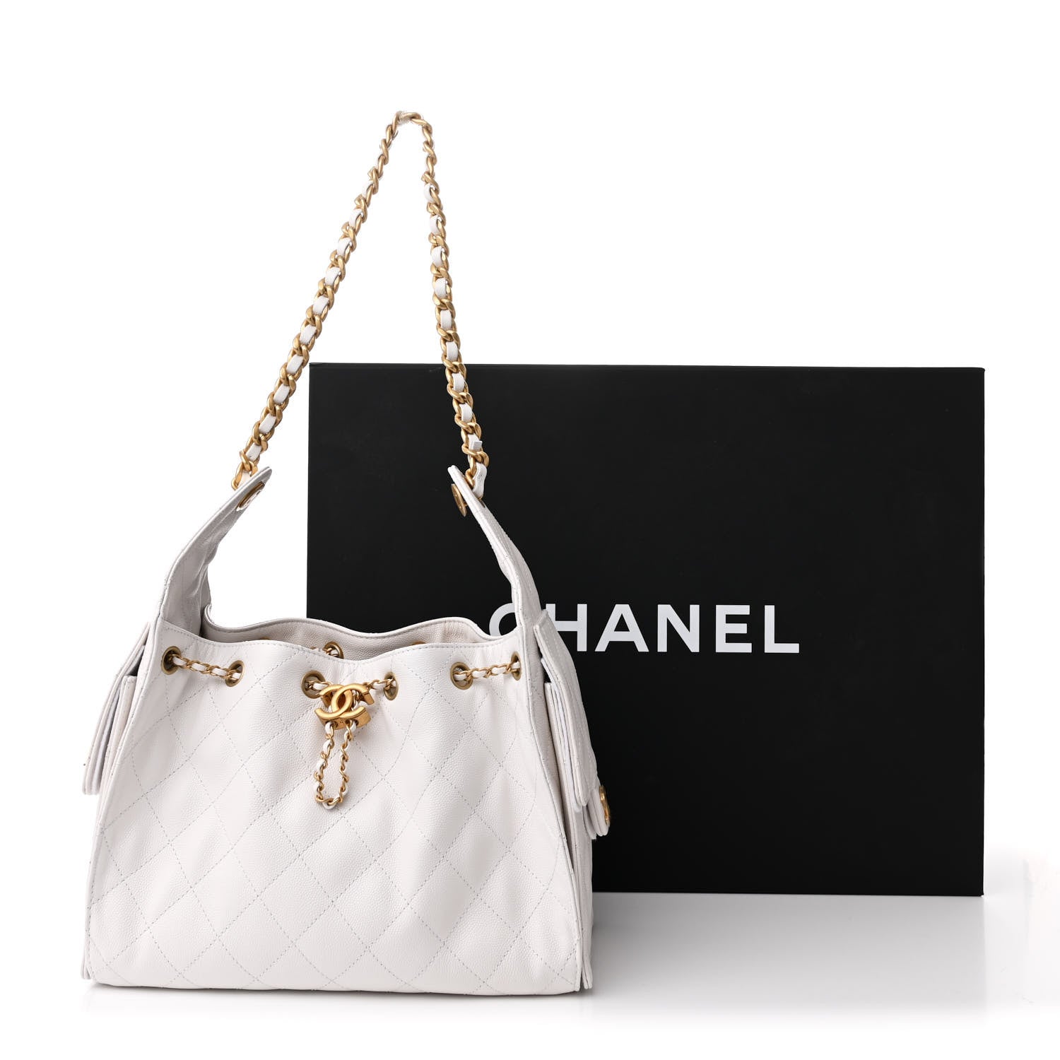 Caviar Quilted Small Chanel 25 Handbag White