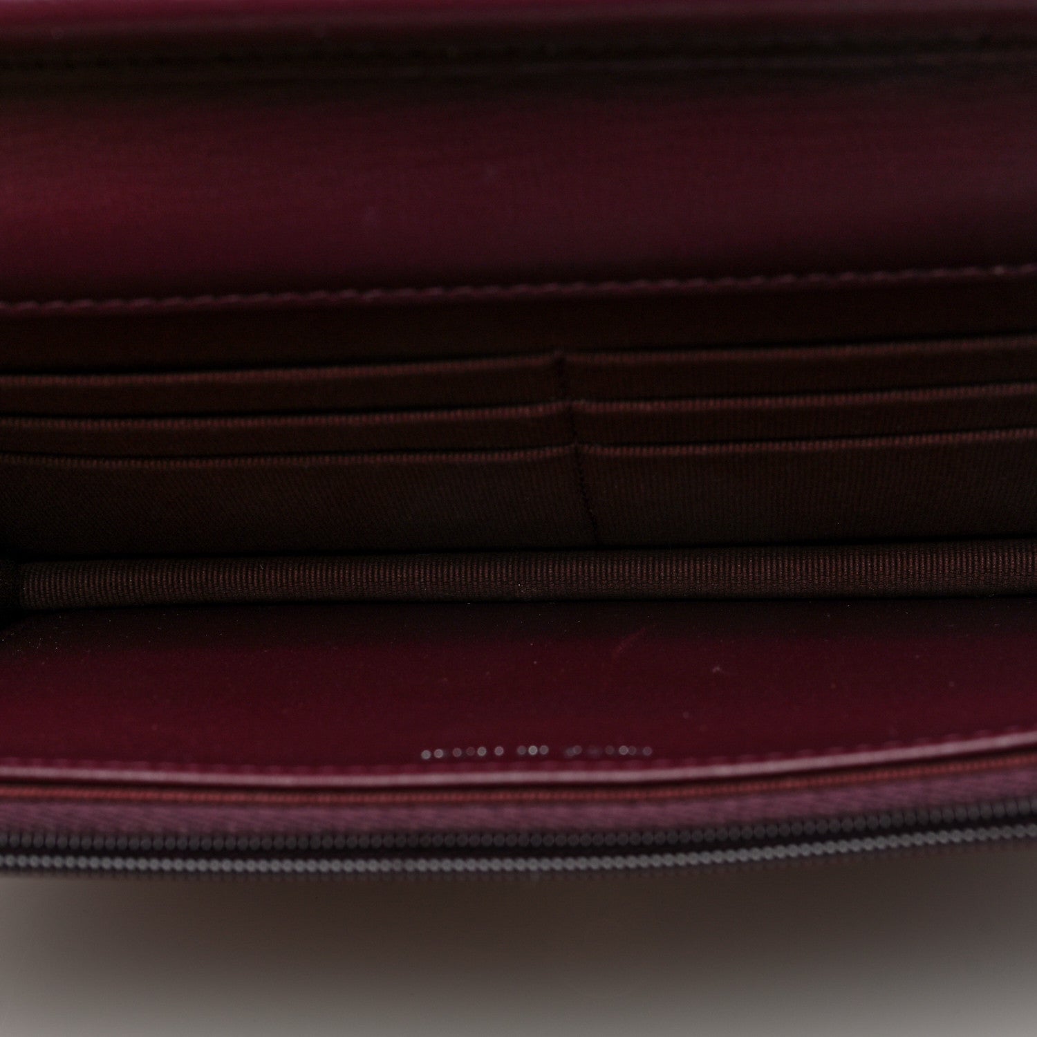 Lambskin Quilted Enamel CC Wallet On Chain WOC Burgundy