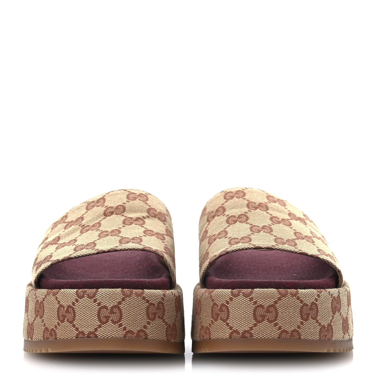 Canvas GG Monogram Angelina Platform Slide Sandals 39.5 Beige Ruggine