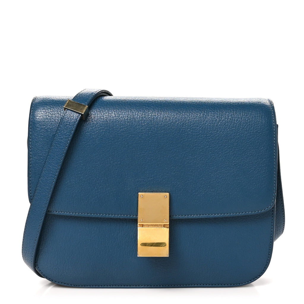 Goatskin Medium Classic Box Flap Bag Deepsea