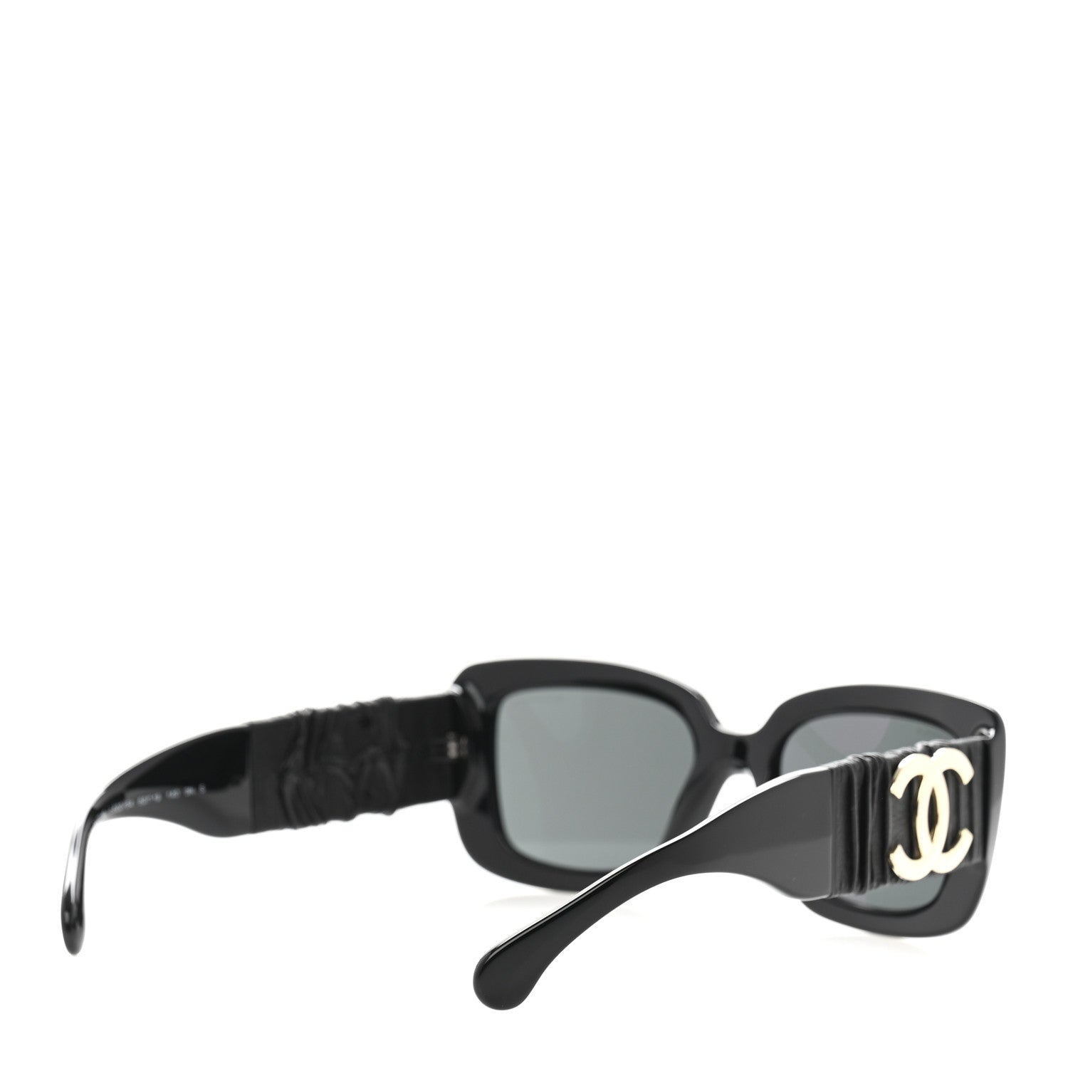 Acetate Calfskin Square Sunglasses 5473-Q Black