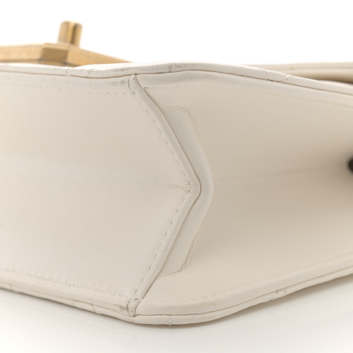 Calfskin Strass Quilted Flap White