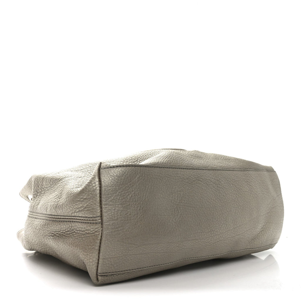 Metallic Pebbled Calfskin Medium Soho Chain Shoulder Bag Golden Beige