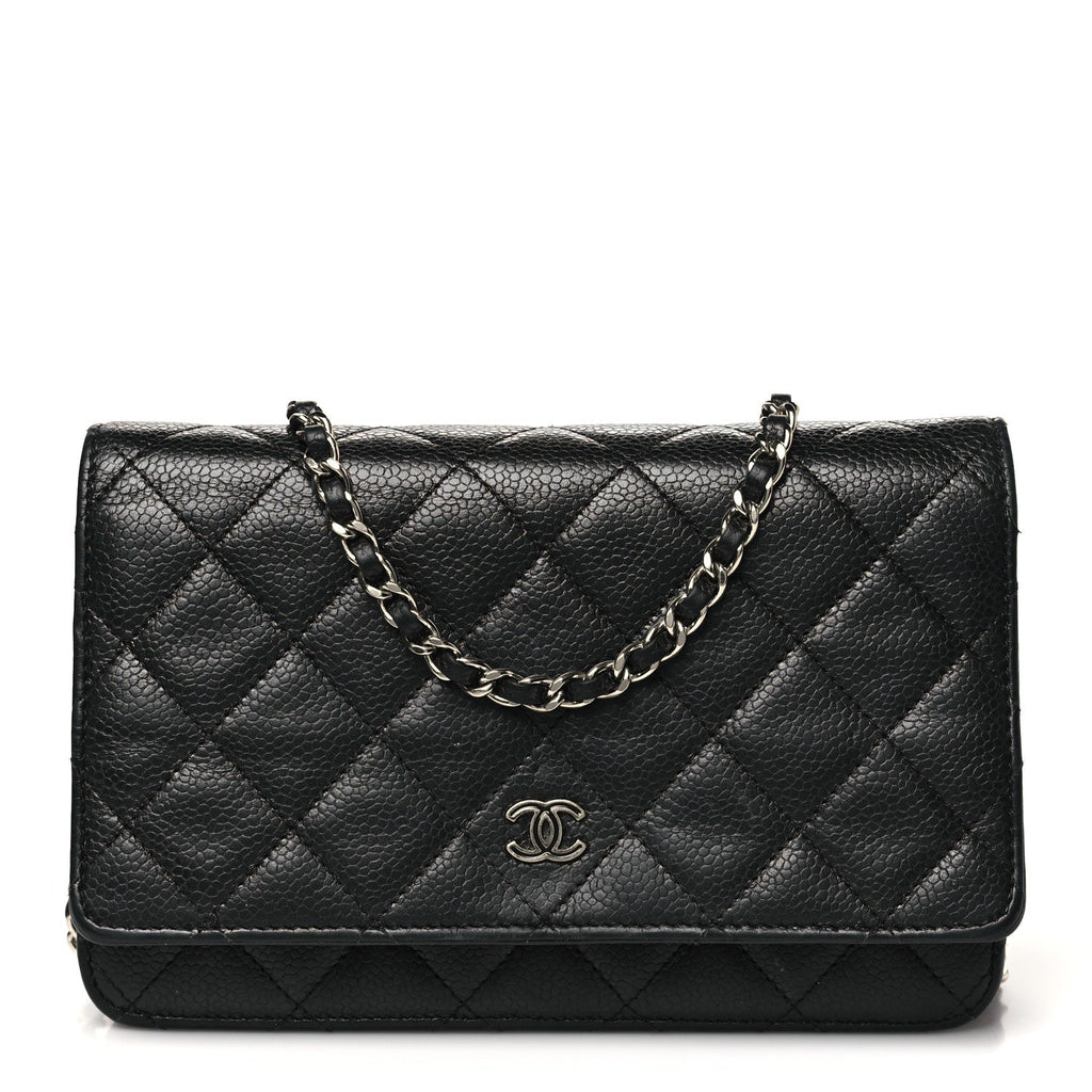 Caviar Quilted Wallet on Chain WOC Black