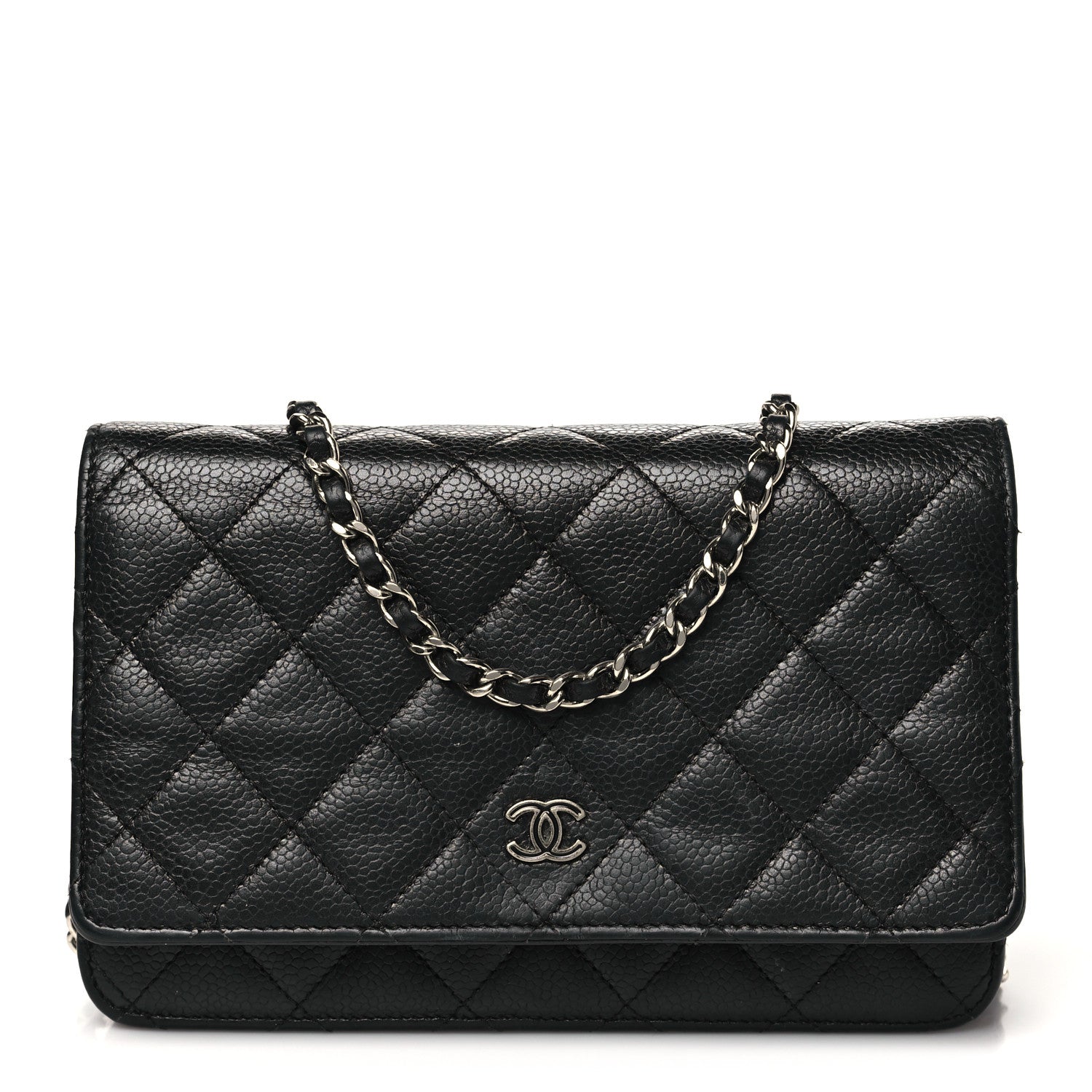 Caviar Quilted Wallet on Chain WOC Black