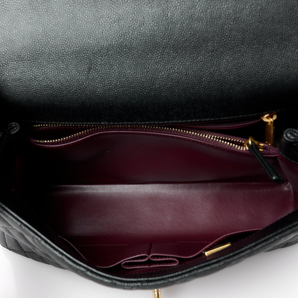 Caviar Quilted Small Coco Chain Handle Flap Black