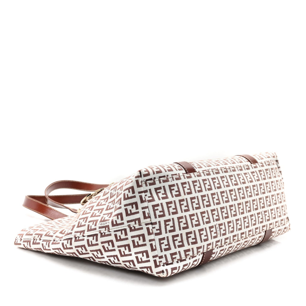 Zucchino Large Charm Shopping Tote White Brown