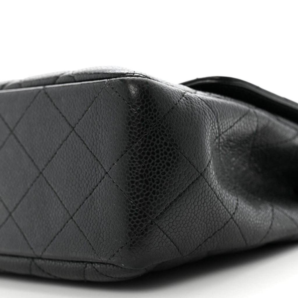 Caviar Quilted Jumbo Double Flap Black