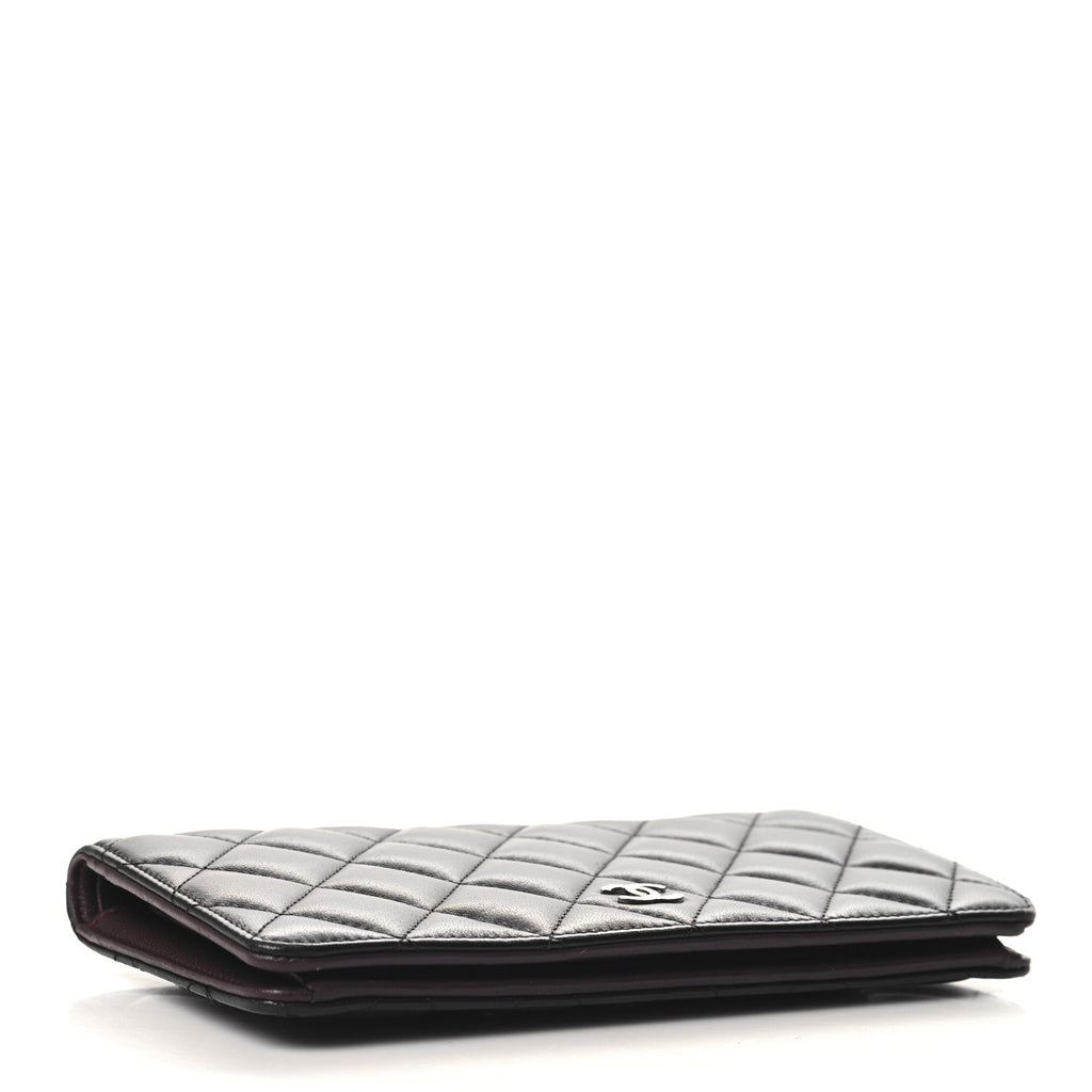 Lambskin Quilted Yen Wallet Black