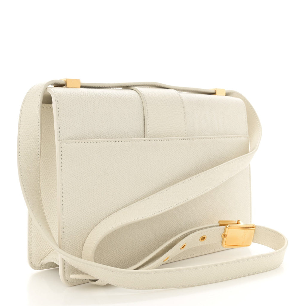 Grained Calfskin 30 Montaigne Flap Bag White