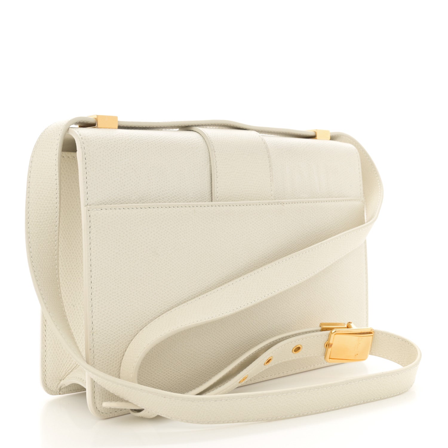 Grained Calfskin 30 Montaigne Flap Bag White