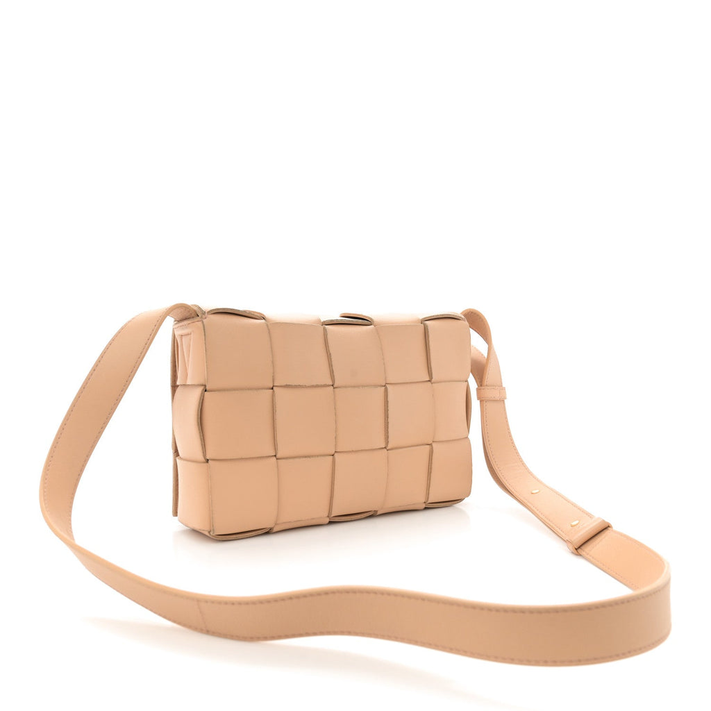 Lambskin Maxi Intrecciato Cassette Crossbody Bag Almond
