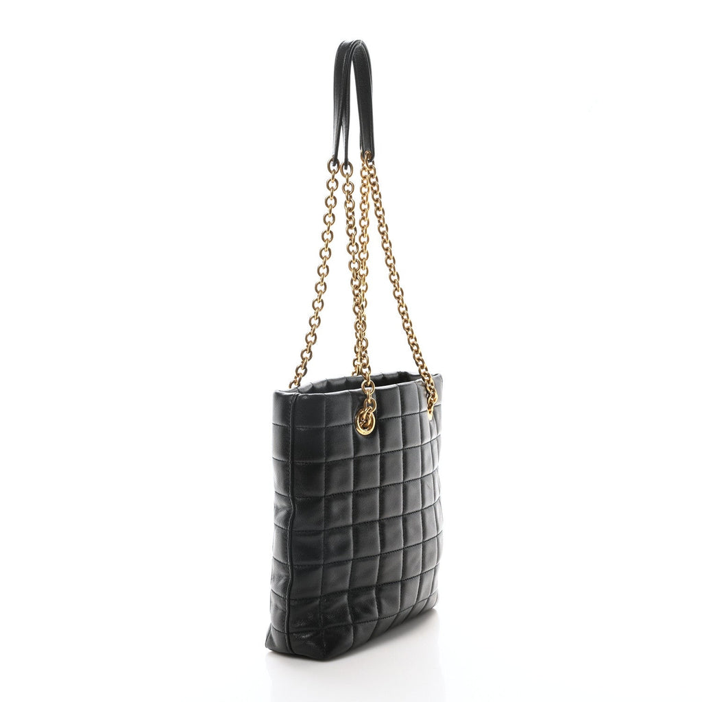 Lambskin Carre Quilted Mini Shopping Bag Black