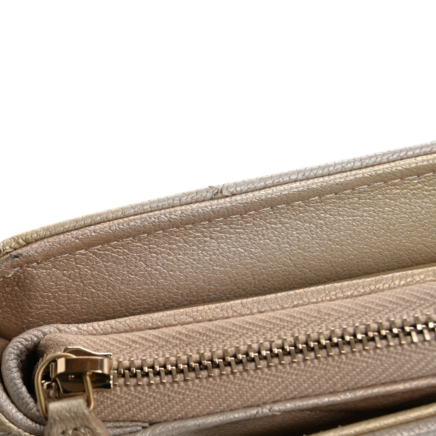 Metallic Goatskin Quilted Phone Holder Wallet on Removable Chain  Gold