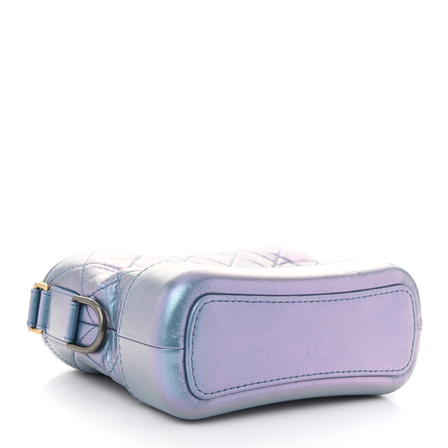 Iridescent Aged Calfskin Quilted Small Gabrielle Hobo Blue